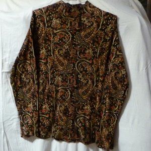 Jones NY Woman mock turtleneck paisley black red tan long sleeve NWOT 1X XL